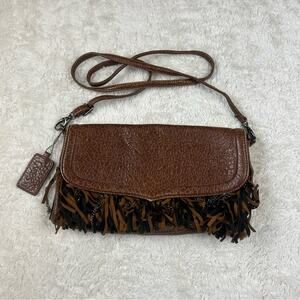 Carlos by Carlos Santana Faux Leather Fringe and chain adjustable crossbody bag
